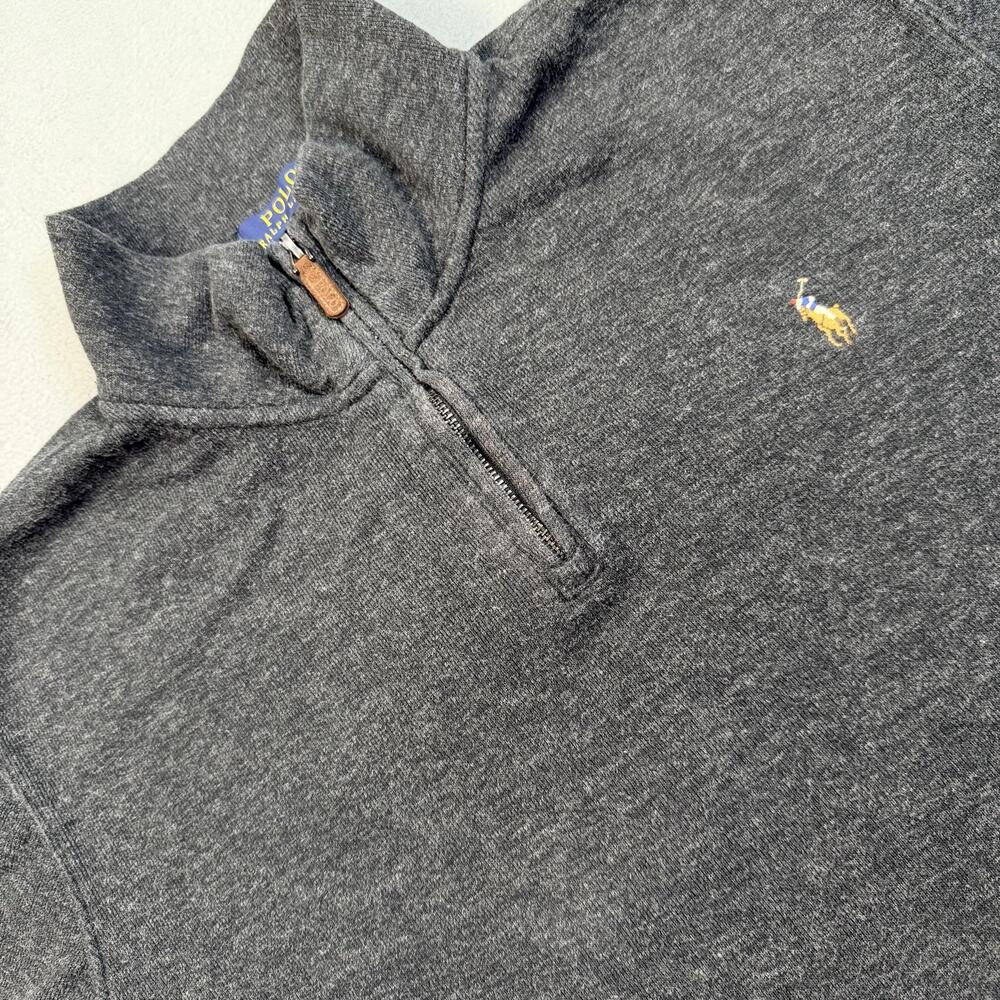 Polo Ralph Lauren Sweater Mens XL Gray Estate Rib Quarter Zip Cotton Pullover - Picture 2 of 10